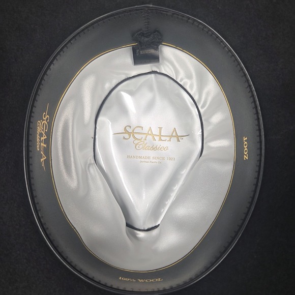 Scala Classico New Yorker Zoot Black 100% Wool Hat Adult Medium Mens - Picture 11 of 15